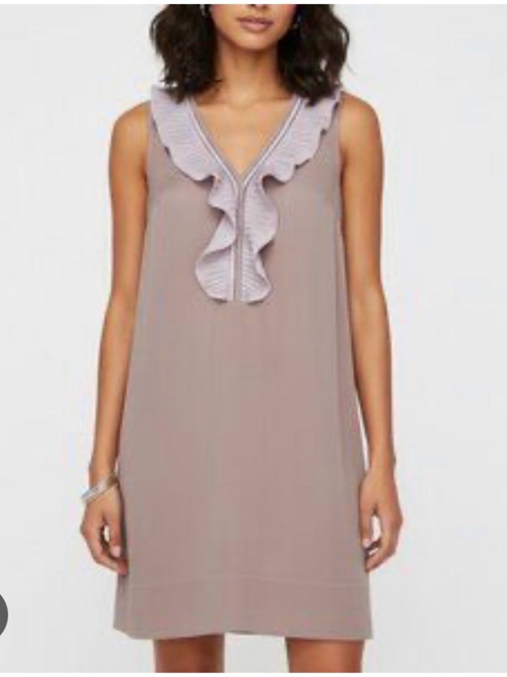 Reiss Sleeveless Shift Dress in Soft Taupe